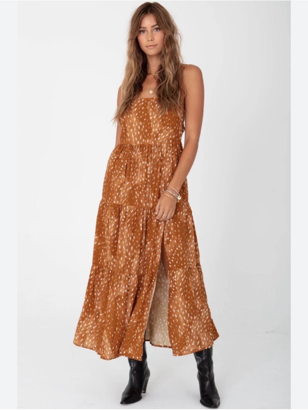 Anthropologie Stillwater Caramel Bambi memz printed maxi dress